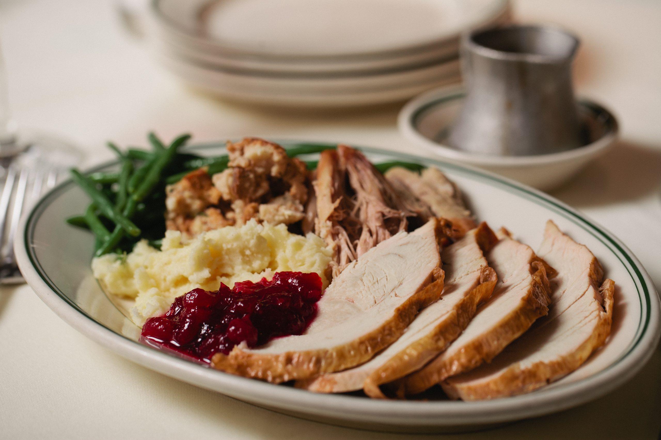 sliced turkey with cranberry relish